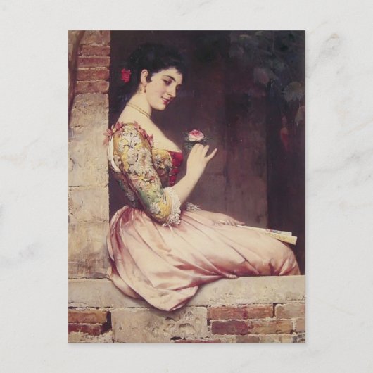 Carte Postale Le Rose par Eugene de Blaas (Devant)