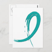 Carte Postale Le ruban Turquoise A4 du cancer de l'ovaire (Devant / Derrière)