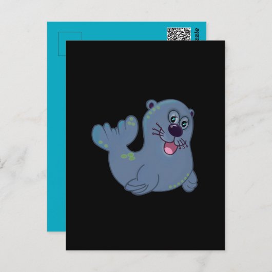 Carte Postale Le Sceau De Tissu Chez Zazzle Mascot Caractère Log (Devant / Derrière)