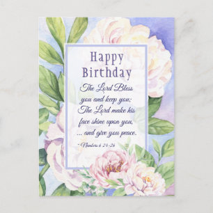 Carte Postale Le Seigneur Bless You Bible Birthday Elegant Flora