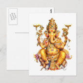 CARTE POSTALE LE SEIGNEUR GANESH HINDU DIEU (Devant / Derrière)