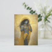 Carte Postale Le Seigneur Krishna Jouant de la Flûte Jaune Doré  (Debout devant)