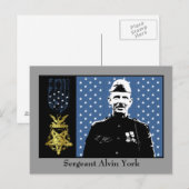Carte Postale Le sergent Alvin York - Médaille d'honneur (Devant / Derrière)