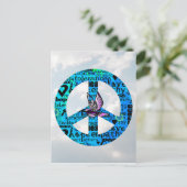 Carte Postale Le signe de la paix avec la colombe Bonne année (Debout devant)