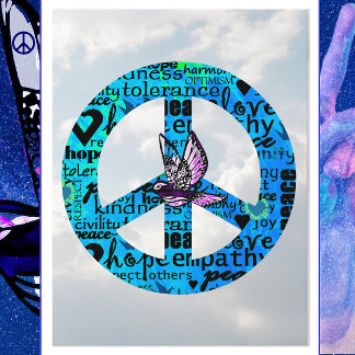 Carte Postale Le signe de la paix avec la colombe Bonne année