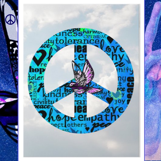 Carte Postale Le signe de la paix avec la colombe Bonne année