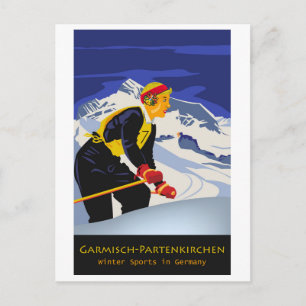 Carte Postale Le ski à Garmisch-Partenkirchen, en Allemagne