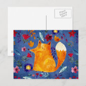 Carte Postale Le Smart Fox dans le jardin des fleurs (Devant / Derrière)