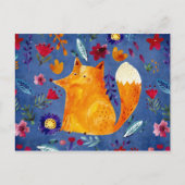 Carte Postale Le Smart Fox dans le jardin des fleurs (Devant)