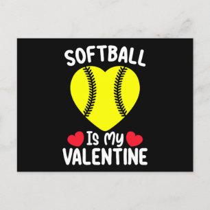 Carte Postale Le softball est mon sport de la Saint Valentin