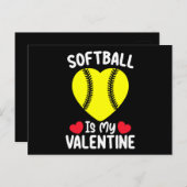 Carte Postale Le softball est mon sport de la Saint Valentin (Devant / Derrière)