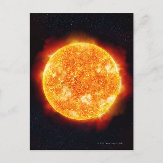 Carte Postale Le Soleil montrant des éruptions solaires contre u (Devant)