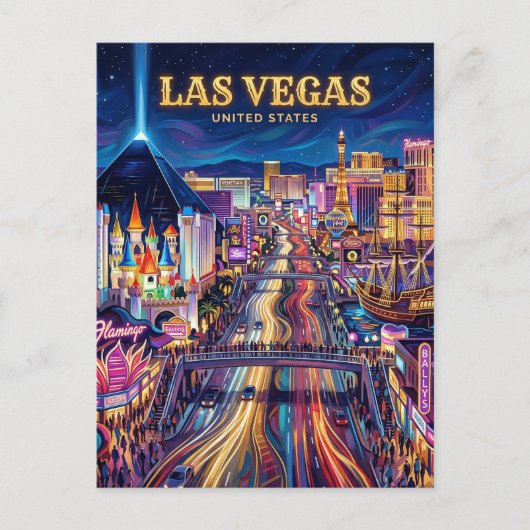 Carte Postale Le Strip de Las Vegas Nevada (Devant)