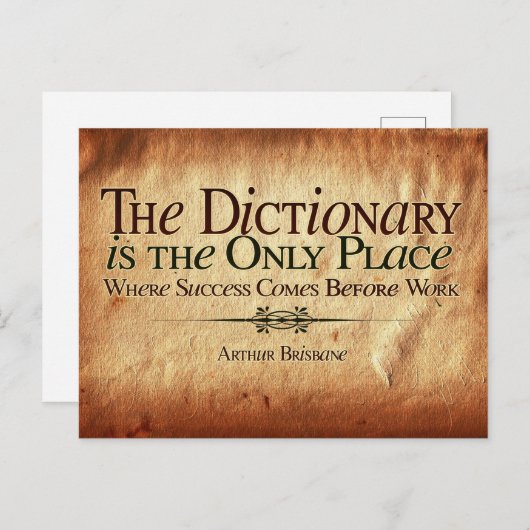 Carte Postale Le Succès Arrive Avant Le Travail (Devant / Derrière)