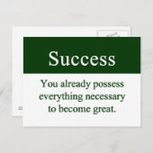 Carte Postale Le succès commence à l'intérieur (Devant / Derrière)