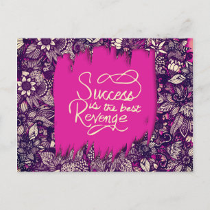 Carte Postale "Le succès est la meilleure venge" Fleurs à main