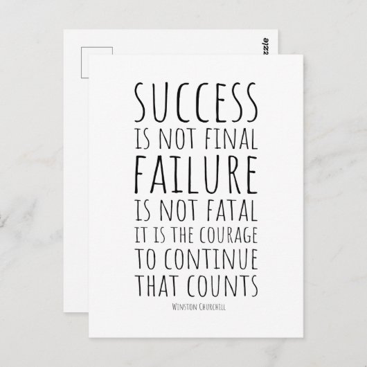 Carte Postale Le Succès N'Est Pas Définitif, L'Échec N'Est Pas F (Devant / Derrière)