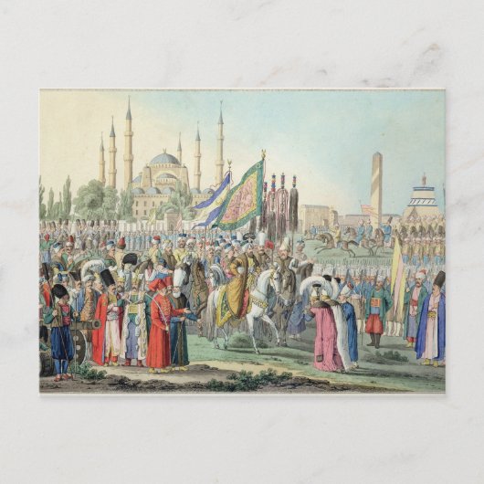 Carte Postale Le sultan turc révisant ses Janissaires (engr (Devant)