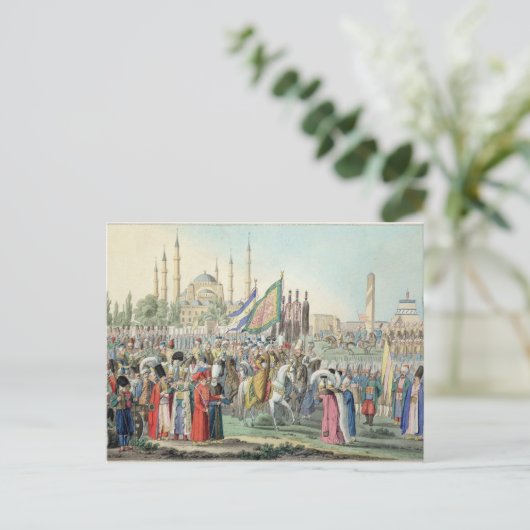 Carte Postale Le sultan turc révisant ses Janissaires (engr (Debout devant)