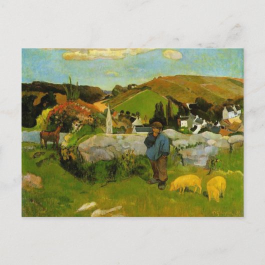 Carte Postale Le Swineherd, Bretagne par Paul Gauguin (Devant)