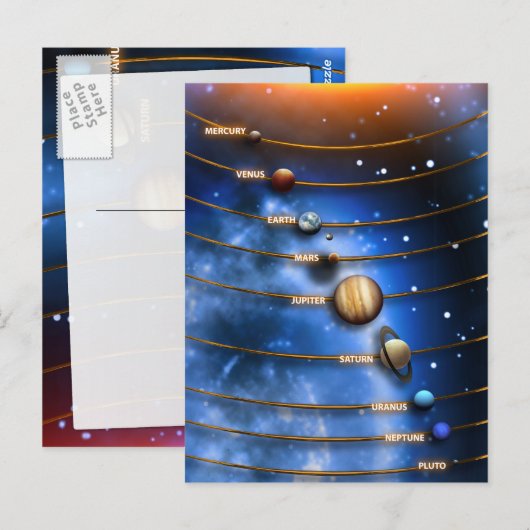 Carte Postale Le système solaire (Devant / Derrière)