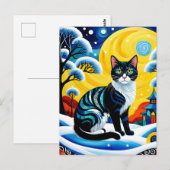 Carte Postale Le tableau "Chat" est un vin froid et élégant (Devant / Derrière)