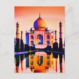 Carte Postale Le Taj Mahal contre un ciel couché de soleil