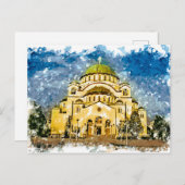 Carte Postale Le temple de Saint Sava Belgrade Srbija (Devant / Derrière)