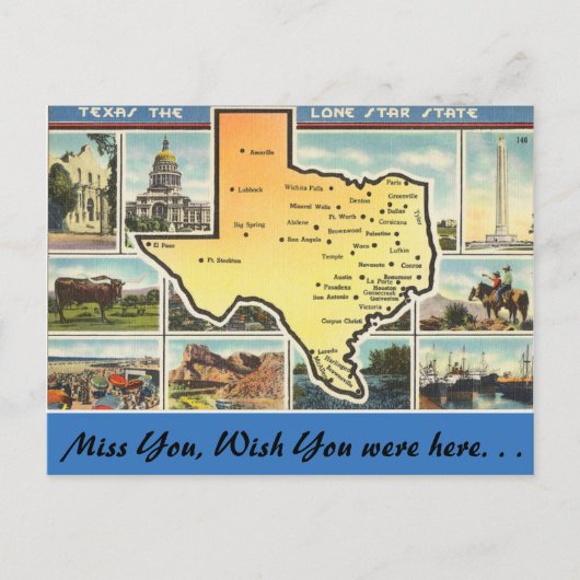 Carte Postale Le Texas, l'État étoilé (Devant)