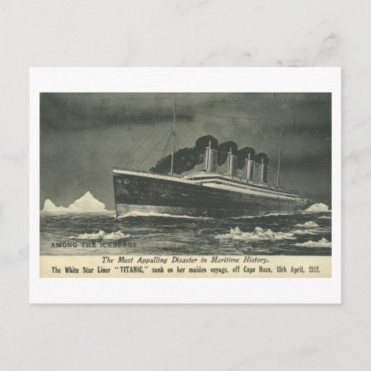 Carte postale LE TITANIQUE 'Parmi les icebergs' en (Devant)