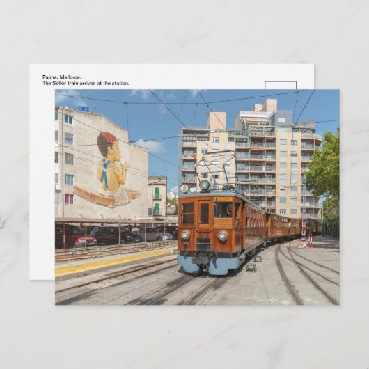 Carte Postale Le train Sollér arrive à Palma, Majorque. (Devant / Derrière)