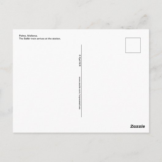 Carte Postale Le train Sollér arrive à Palma, Majorque. (Dos)