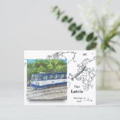 Carte Postale Le tramway historique, Riga Lettonie (Debout devant)