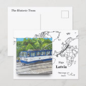 Carte Postale Le tramway historique, Riga Lettonie (Devant / Derrière)