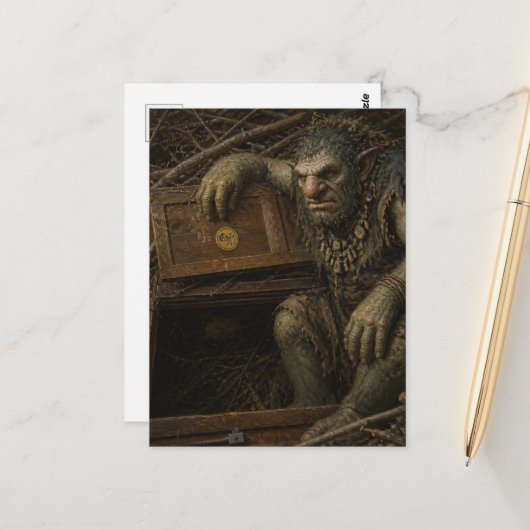 Carte Postale Le troll à la porte (Devant/Arrière en situation)