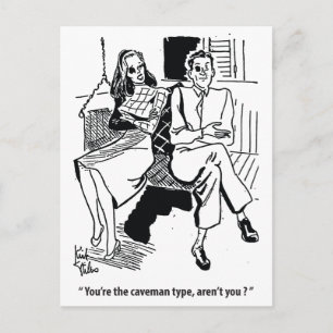 Carte Postale Le type homme des cavernes, couple en rendez-vous,