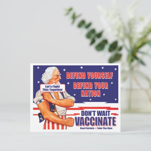 Carte Postale Le vaccin Oncle Sam Combattons ça Ensemble Post (Debout devant)