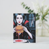 Carte Postale Le Vampire Avec un Cheeseburger (Debout devant)