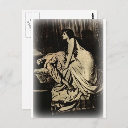 Carte Postale Le Vampire par Burne-Jones 1897 (Devant / Derrière)