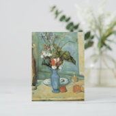 Carte Postale Le Vase Bleu (Fleurs et Fruits) par Paul Cezanne (Debout devant)