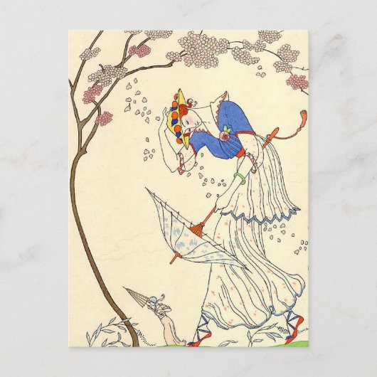 Carte Postale Le vent de George Barbier (Devant)