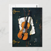 Carte Postale Le Vieux Violon, peinture d'art (Devant / Derrière)