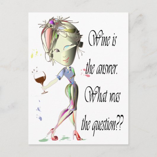Carte Postale Le vin est la réponse, quelle était la question ? (Devant)