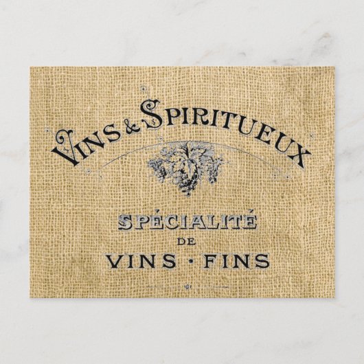 Carte Postale Le vin français sur Burlap (Devant)