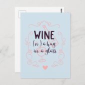 Carte Postale Le vin romantique est un trou dans un verre (Devant / Derrière)