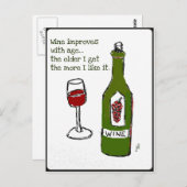 CARTE POSTALE LE VIN S'AMÉLIORE AVEC L'ÂGE... (Devant / Derrière)
