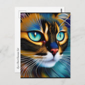 Carte Postale Le visage d'un mignon Lynx pointe Siamese (Devant / Derrière)