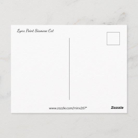 Carte Postale Le visage d'un mignon Lynx pointe Siamese (Dos)