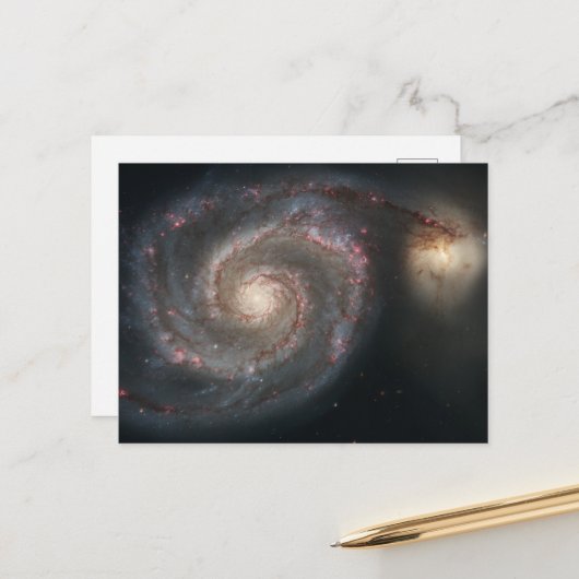 Carte Postale Le Whirlpool Galaxy M51 & Companion dans l'espace (Devant/Arrière en situation)