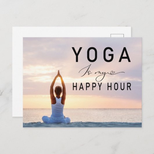 Carte Postale Le yoga est mon heure heureuse Femme posant en yog (Devant / Derrière)